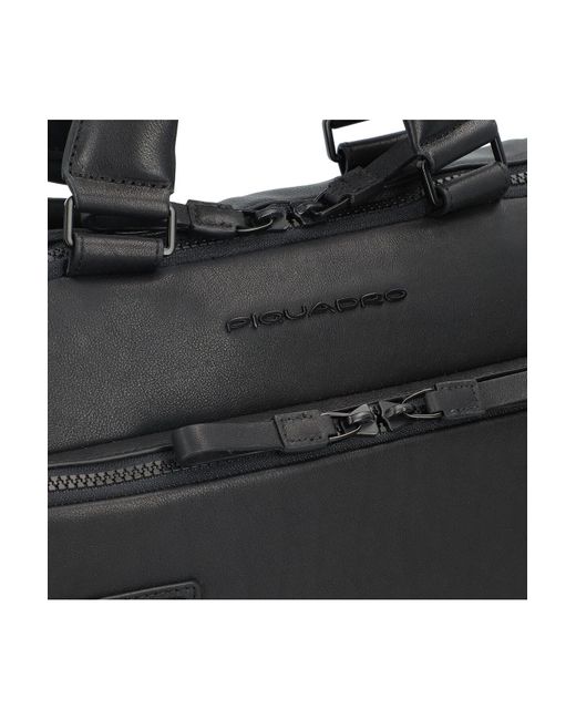 Piquadro Harper aktentasche rfid schutz leder 38 cm laptopfach in Black für Herren