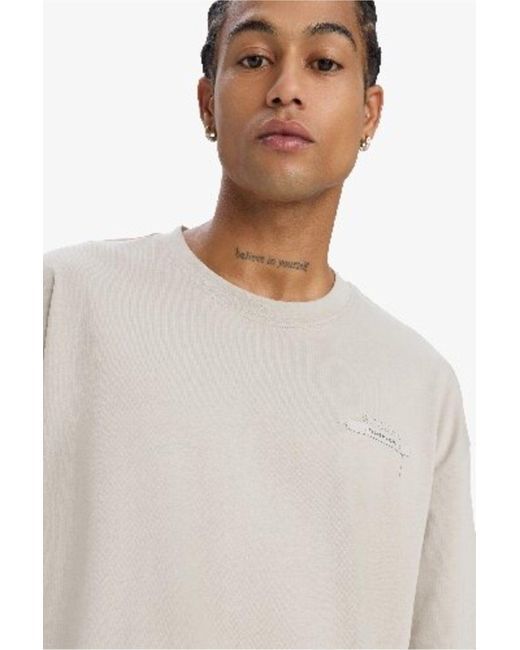 Defacto Fit Oversize Wide Fit Rundhalsausschnitt Bedrucktes Sportler-Kurzarm-T-Shirt Für Herren in White für Herren