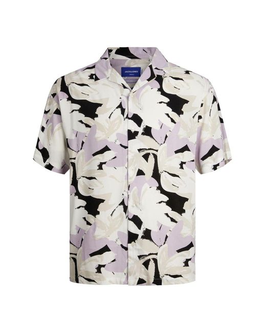 Jack & Jones Hawaii-hemd relaxed fit hawaii-hemd in Natural für Herren