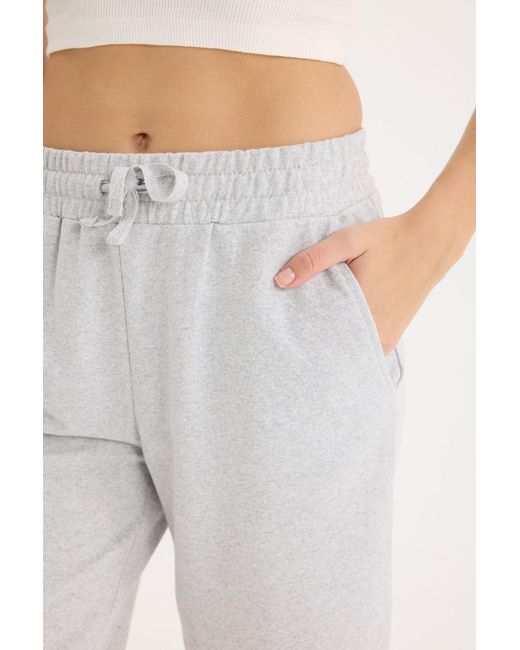 Defacto Gray Regular Fit Normal Taille Gerade Bein Bermuda Shorts W9369Az25Sm Für Damen