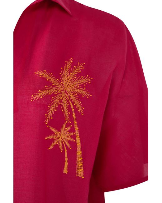 Trendyol Red Fuchsia Maxi-Strandkleid Aus 100 Baumwolle Mit Stickerei Für Damen
