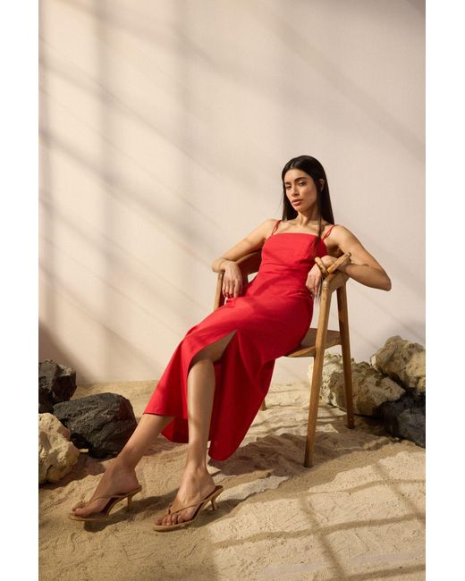 Trendyol Red Rotes Maxi-Webkleid