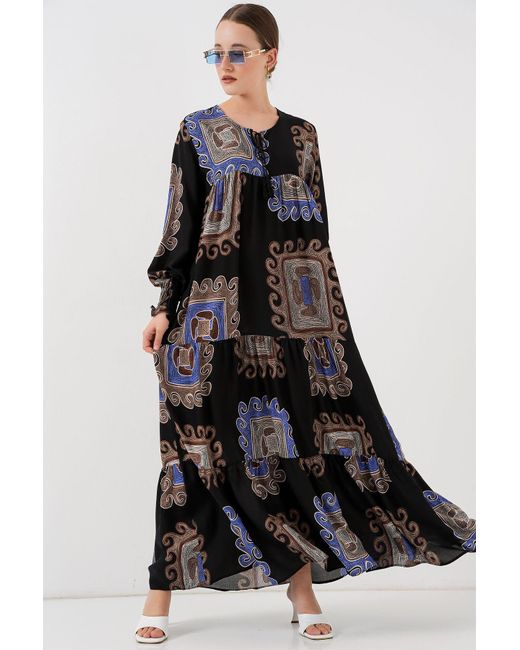 Bigdart Black 1947 Gemustertes Langes Kleid M. Für Damen