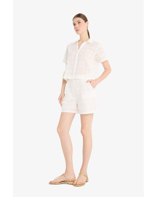 Defacto White Regular Fit Gerade Bein Brode Shorts Für Damen