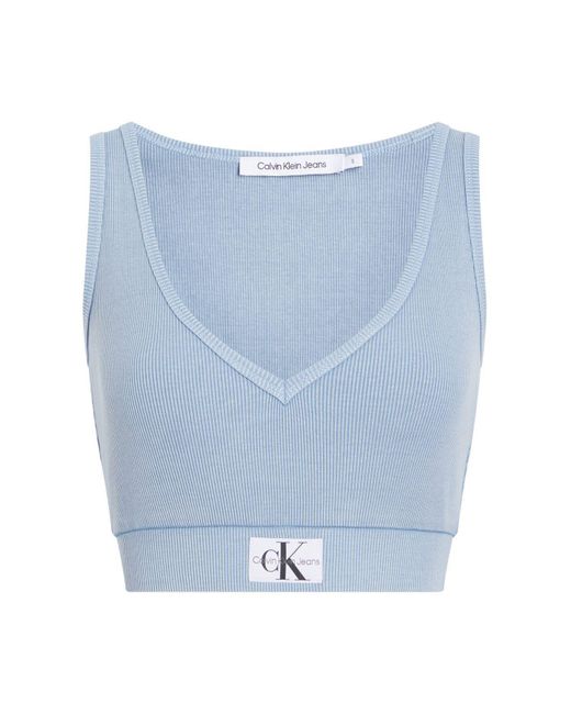 Calvin Klein Blue Label washed rib crop v-ausschnitt-top