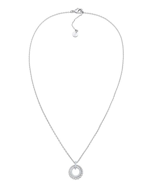 Elli Jewelry White Halskette Anhänger Kreis Ringe Elegant Kugel Silberfarbend Mit Kristallen Für Damen