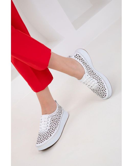 Soho Red Weiße Loafer-Schuhe Aus Echtem Leder Für Damen