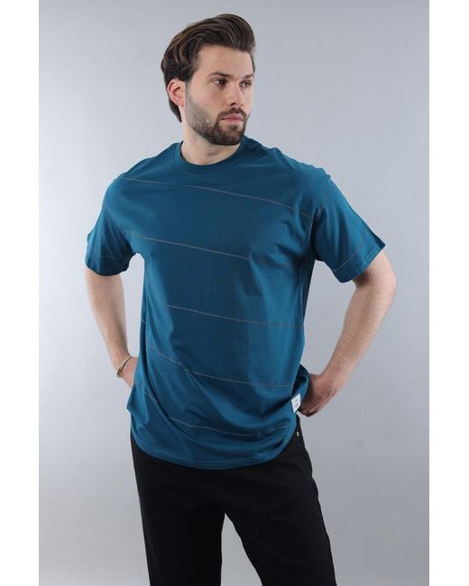 Madmext Petrolblaues Basic-T-Shirt Mit Rundhalsausschnitt Und Streifen Für Herren in Blue für Herren