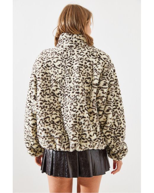 Bianco Lucci Natural Mantel Aus Kunstfell Mit Leopardenmuster – 2426 Für Damen