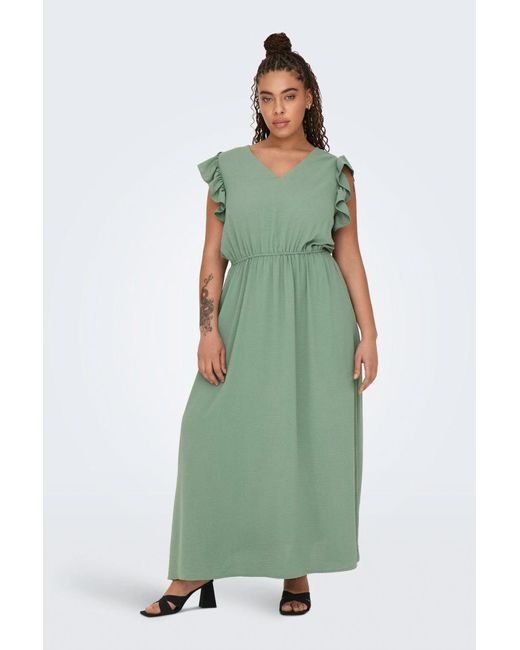 Only Carmakoma Green Kleid normal geschnitten v-ausschnitt curve langes kleid