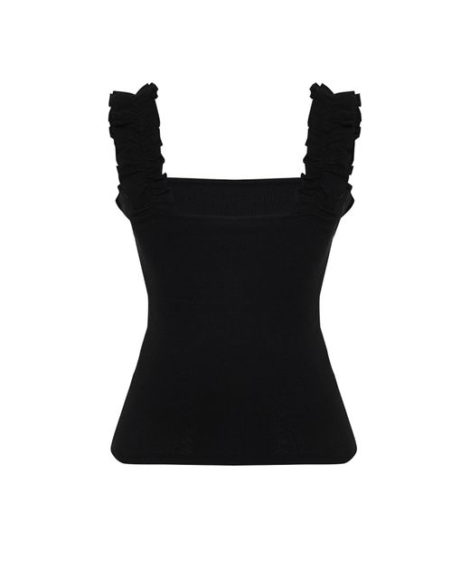 Trendyol Black E taillierte/körperbetonte bluse aus geripptem, flexiblem strick mit raffung