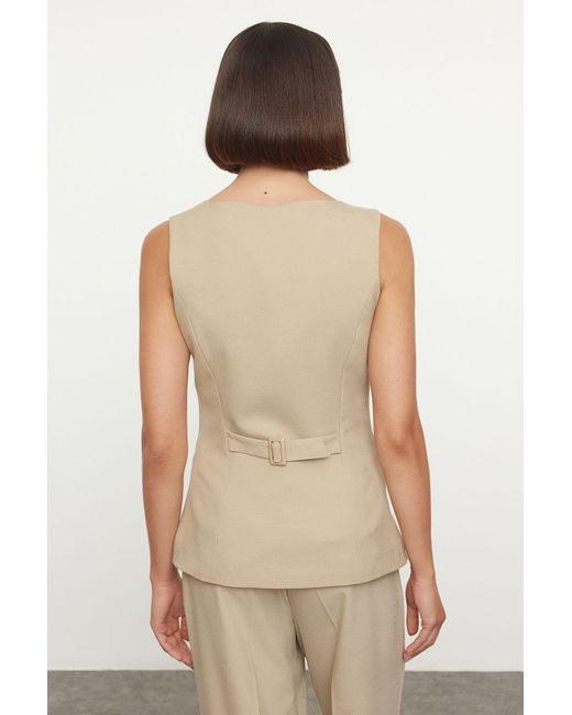 Trendyol Natural Nerzfarbene Gewebte Weste Für Damen