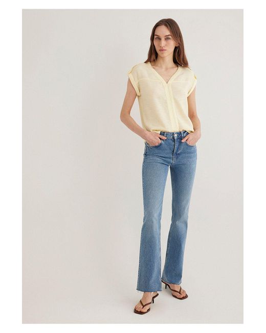 Mavi Blue Gelbe Bluse Mit V-Ausschnitt -71305 Für Damen