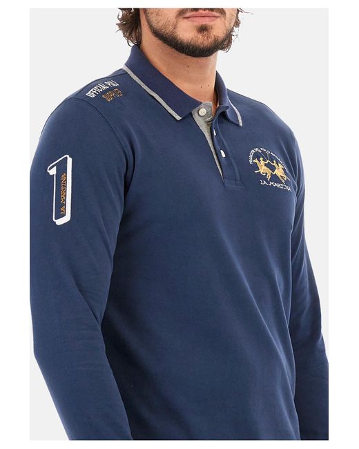 La Martina Shirt langarm-poloshirt regular fit wolfe mit logo-details in Blue für Herren