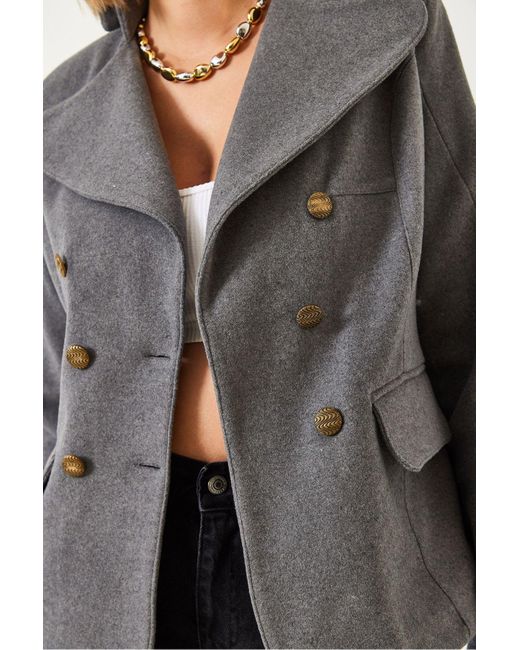 Bianco Lucci Gray Geknöpfte, Gefütterte Kaschmirmantel Mbms054 Für Damen