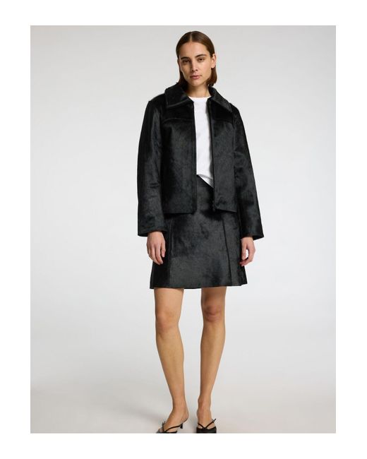 SELECTED Black Minirock 100% Rindsleder Für Damen