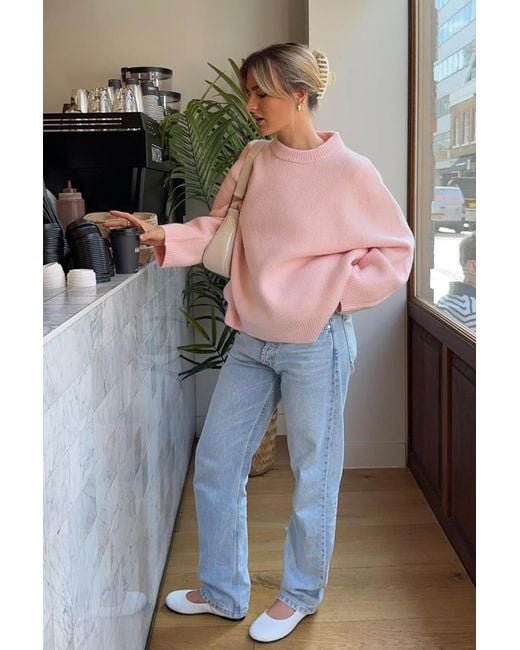 Madmext Pink Oversize-Strickpullover Mit Rundhalsausschnitt Für Damen