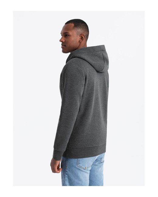 Ombre Sweatshirt Mit Kapuze Und Knopfleiste Graphitmeliert V4 Für Herren in Gray für Herren