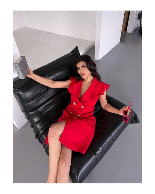 ZF BUTİK Red Jackenkleid Mit Rüschenkragen Für Damen