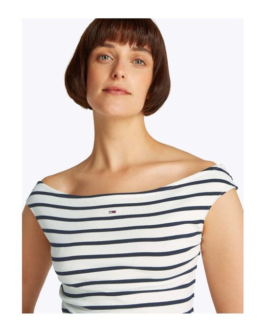 Tommy Hilfiger White Tjw Boat Neck Top Ss Ext Für Damen