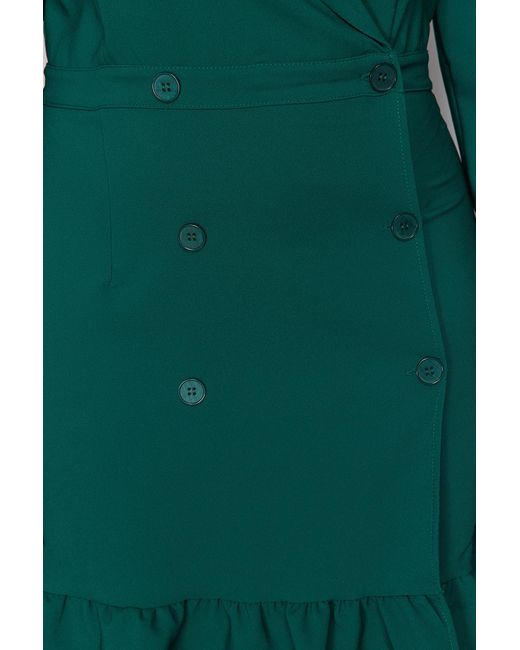 Trendyol Green Smaragdes mini-jackenkleid mit dreiviertelärmeln