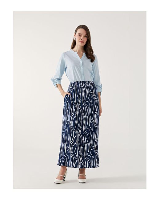 LC Waikiki Blue Gemusterter Rock Mit Elastischem Bund Für Damen