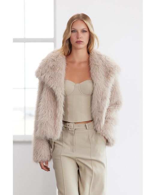 Trendyol Blue Beigefarbener Oversize-Pelzmantel Für Damen