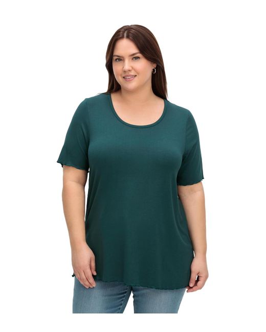 Sheego Green Große größen shirt in a-linie, mit cut-out im nacken