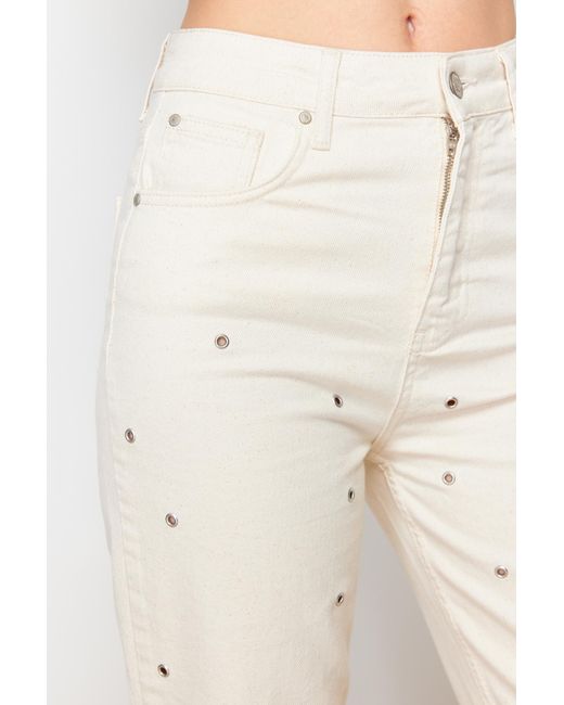 Trendyol White E mom-jeans mit hoher taille und vogelaugen-detail