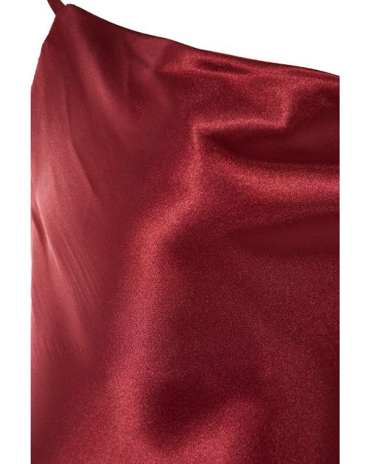Trendyol Red Burgunderrotes Nachthemd Aus Gewebtem Satin Mit Degaje-Kragen Auf Der Rückseite Und Seilriemen Für Damen