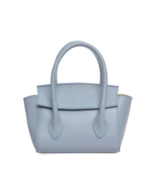 Carla Ferreri Blue Umhängetasche 100 Rindsleder Magnetischer Verschluss Vorne Maße: 13X18X7Cm Griff: 27 Cm Einstellbar Für Damen