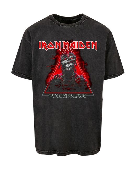 Merchcode Powerslave Mummy Triangle Acid Washed Oversize-T-Shirt Für Herren in Black für Herren