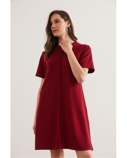 Olalook Red Burgunderrotes, Vorne Genähtes Mini-Thessaloniki-Kleid Elb- 19002335 Für Damen