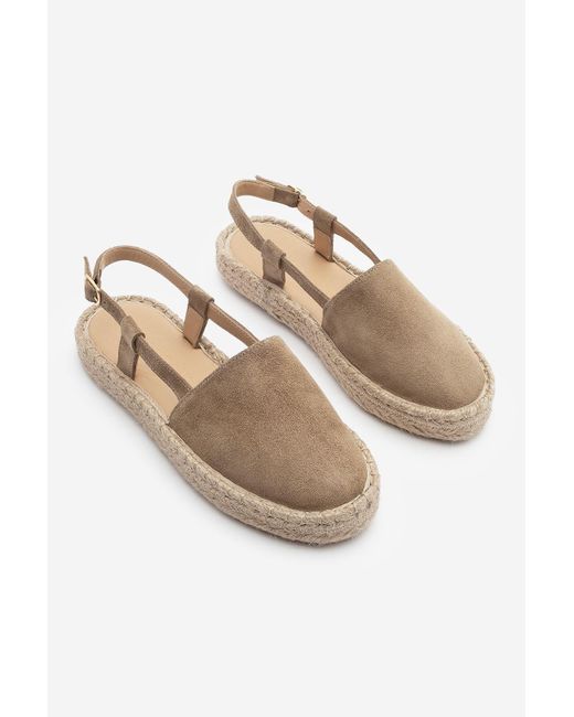 Marjin Brown Olivgrüne Wildleder-Sandalen – Echtes Leder, Offener Rücken, Jute-Espadrille, Zutan-Soil-Wildleder Für Damen