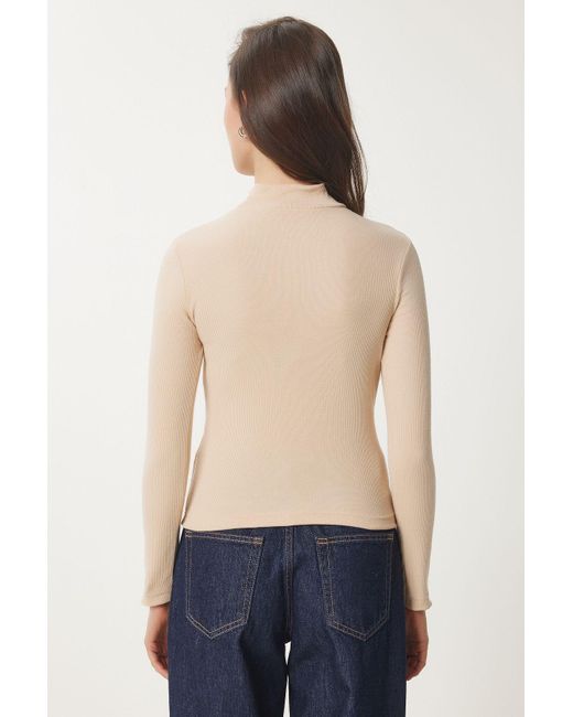 Happiness İstanbul Red Rote, Cremefarbene, Detaillierte, Gerippte Strickbluse Im 2Er-Pack Für Damen