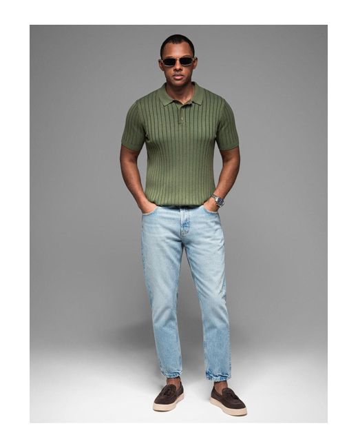 Ombre Poloshirt Slim Fit Aus Viskose Mit Vertikalen Streifen Oliv V4 Xxl Für Herren in Green für Herren