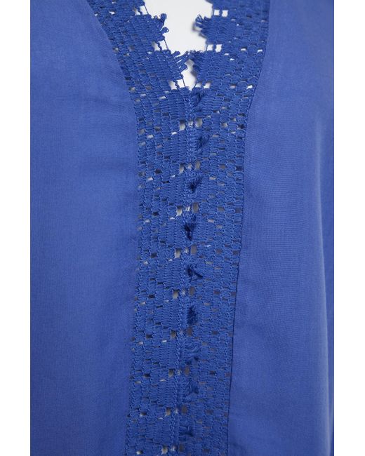 Trendyol Blue Es mini-strandkleid aus gewebter spitze mit details