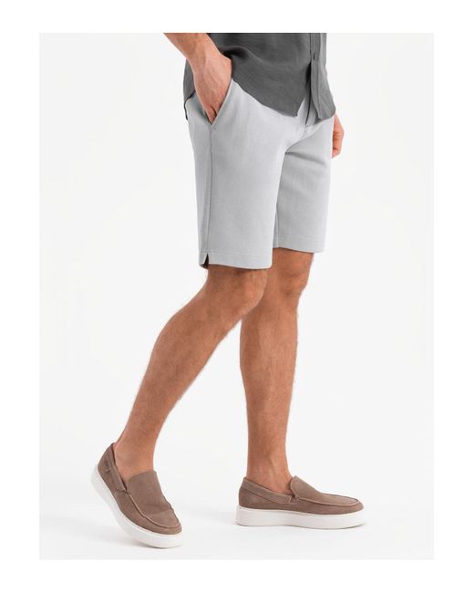 Ombre Slim Fit Strukturstrick-Shorts Hellgrau V4 S Für Herren in Gray für Herren