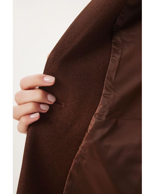 Happiness İstanbul Brown Braune, Wattierte, Gewebte Blazerjacke Für Damen