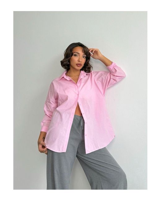 BEJNA Pink Oversize-Langhemd Für Damen