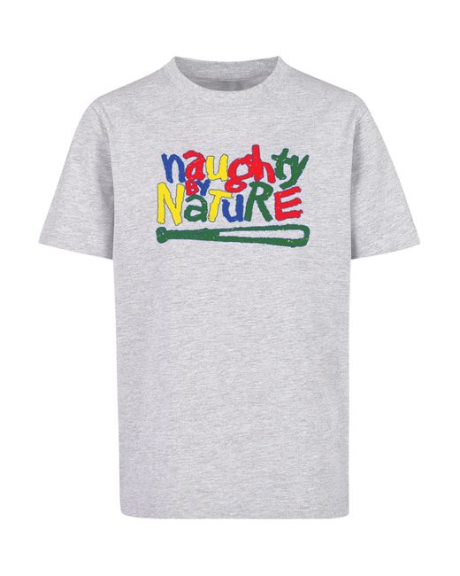 Merchcode Kids naughty by nature basic-t-shirt mit logo-muster in Gray für Herren