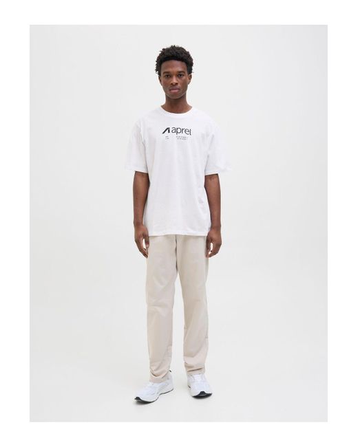 aprel T-Shirt Einfarbig Rundhalsausschnitt T-Shirt Für Herren in White für Herren