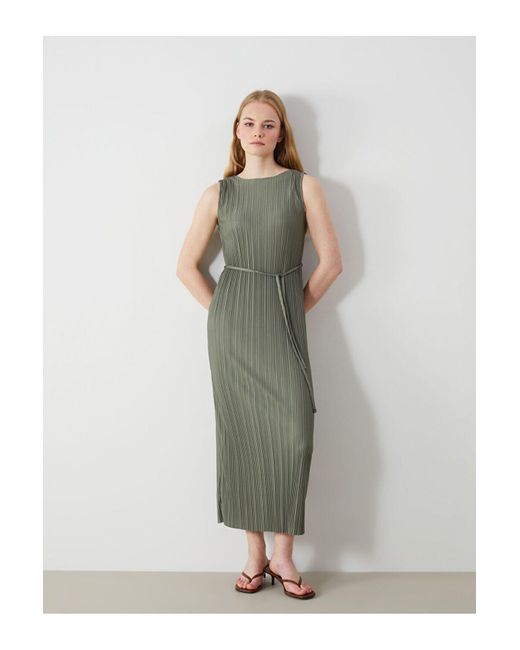 LC Waikiki Green Lcw Vision Kleid Mit Rundhalsausschnitt Und Strukturiertem Crinkle-Muster Für Damen