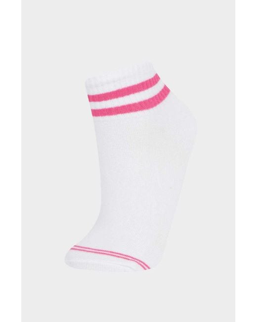 Defacto White 3-Teilige Baumwollstiefel Socken E2151Axns Für Damen