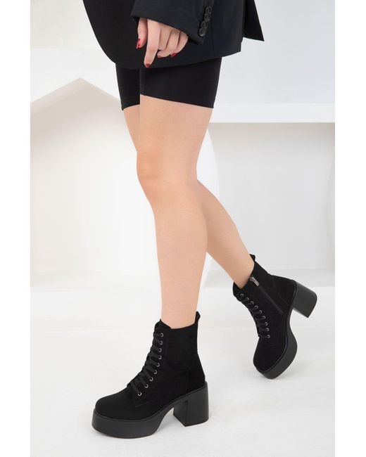 Soho Black Stiefel Aus Schwarzem Wildleder – Modell Bootie Für Damen