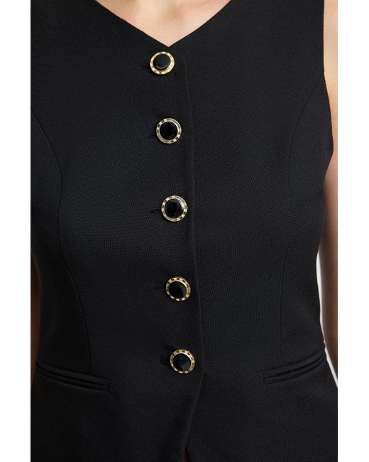 Trendyol Black Schwarze Gewebte Weste Mit Rundhalsausschnitt