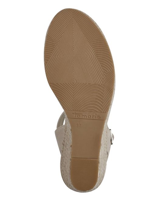 Tamaris Natural Komfort sandalen keil 1-28300-42 creme 251 nude textil mit touch-it