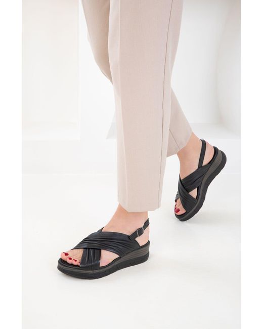 Soho Black Schwarze Sandalen Aus Echtem Leder Für Damen