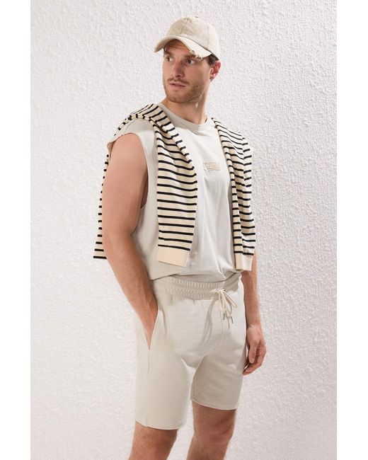 Trendyol Stone Regular/Normal Cut Textured Premium Shorts & Bermuda Für Herren in Natural für Herren