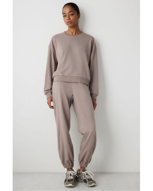 Penti Gray Stitch Detailliertes Active Mink Sweatshirt Für Damen